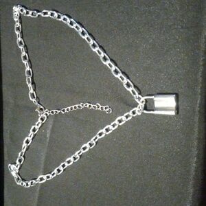 Silver Tone lock necklace